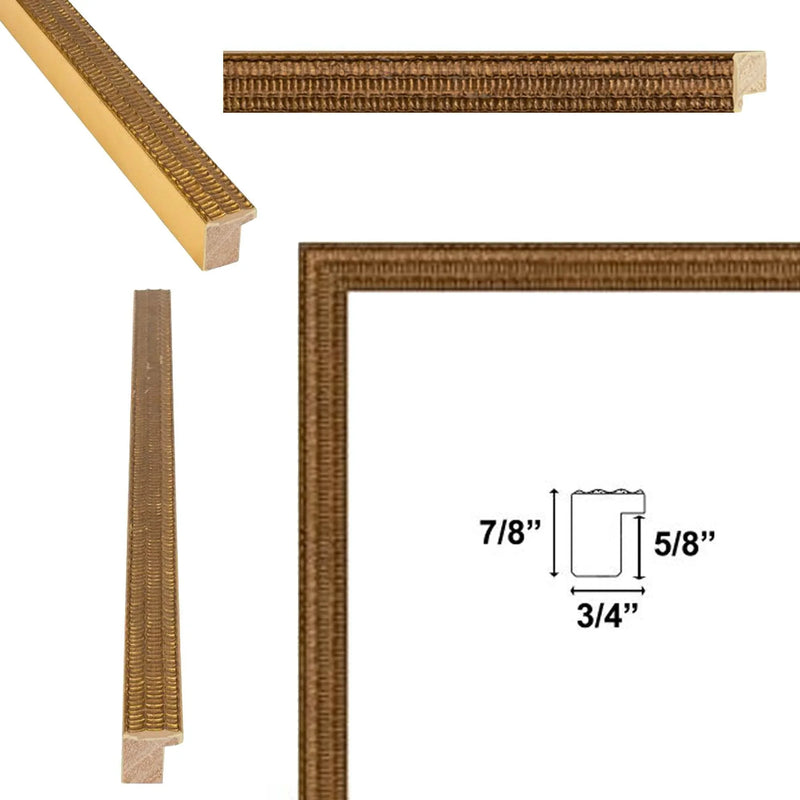 14x14 Frame Contemporary Modern Slim Bright Gold Pebbled Texture Picture Frame