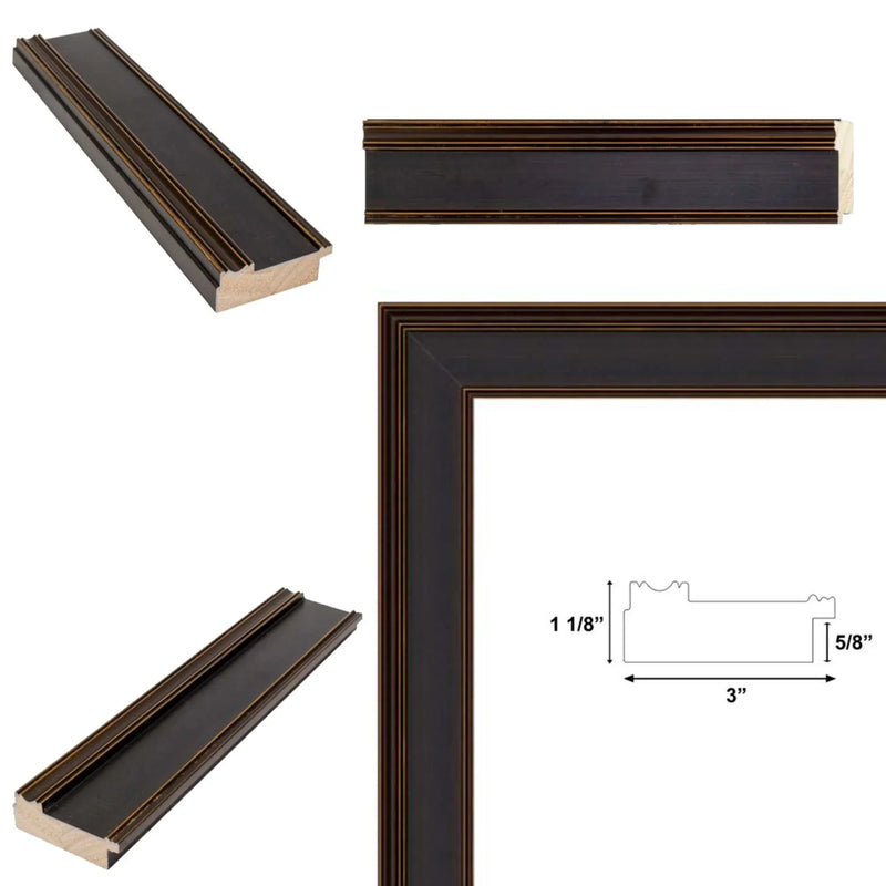 Wide Gold Black Flat Panel Picture Frame 