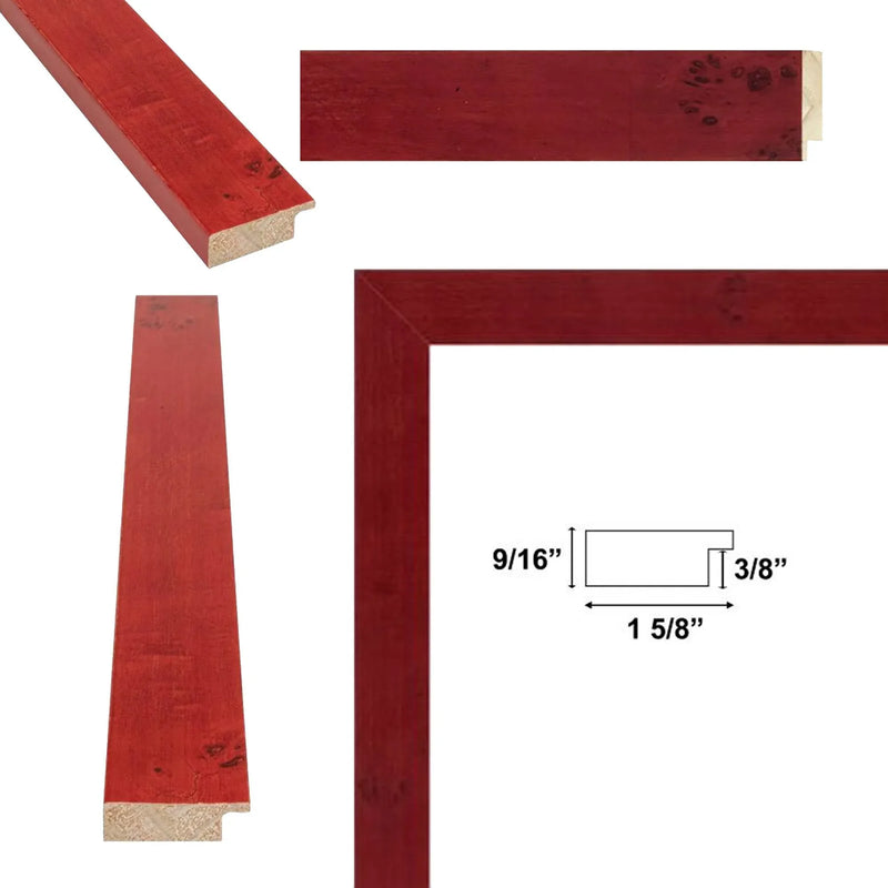 Red Burl Wood Flat Picture Frame 