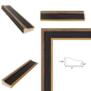13x19 Frame Wide Black Antique Gold Picture Frame