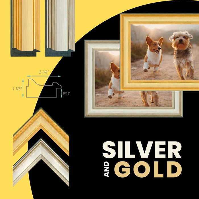 Silver 7x38 Picture Frame 7x38 Frame 7 x 38 Poster Frames 7 x 38