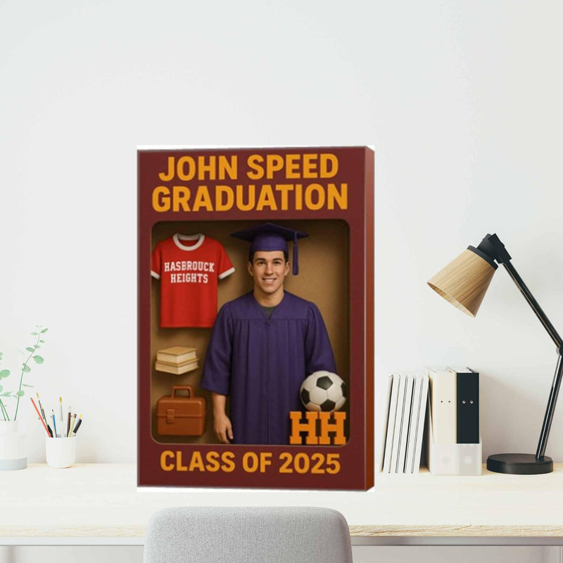 High School Graduation Action Figure Toy box 18x24 Canvas