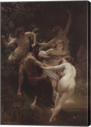 Framed Art Nymphs and Satyr by William Adolphe Bouguereau Wall Decor 18x24 Artwork