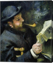 Claude Monet reading a newspaper by Pierre-Auguste Renoir
