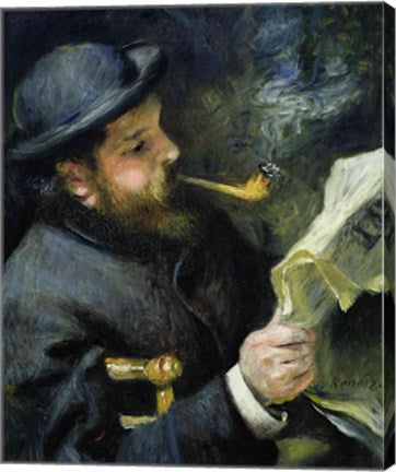 Claude Monet reading a newspaper by Pierre-Auguste Renoir