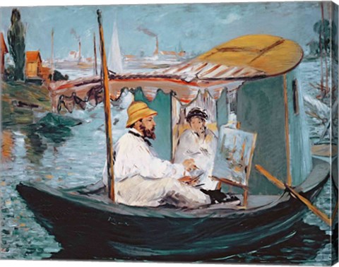 Monet in his Floating Studio, 1874 by Edouard Manet