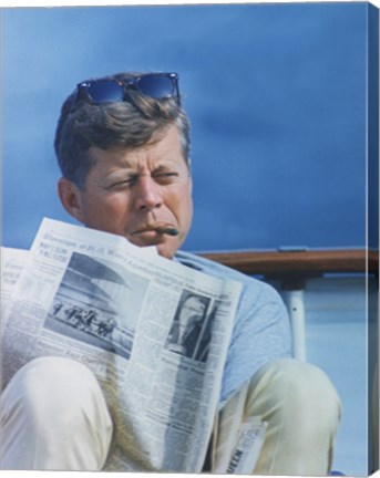 President Kennedy Reading the New York Times
