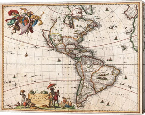 1658 Visscher Map of North America and South America 1658
