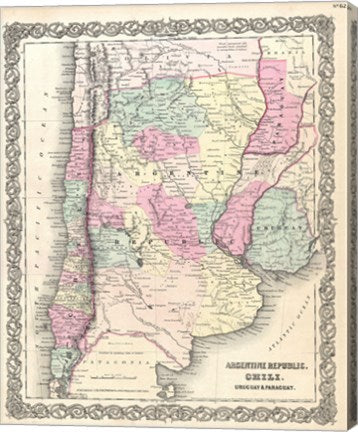 1855 Colton Map of Argentina, Chile, Paraguay and Uruguay