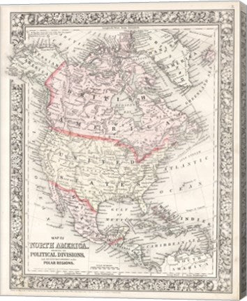 1864 Mitchell Map of North America