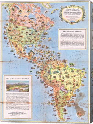 1930 Pictorial Map of North America and South America