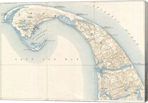 1908 U.S. Geological Survey Map of Provincetown, Cape Cod, Massachusetts1908