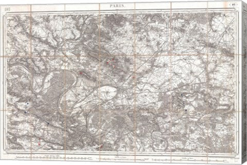 1852 Depot de Guerre Map of Paris and its Environs, France