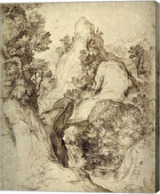 Rocky Landscape with a Waterfall by Girolamo Muziano