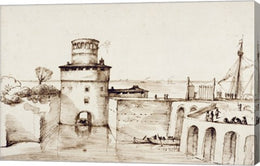 Landscape with a View of a Fortified Port by Guercino (Giovanni Francesco Barbieri)