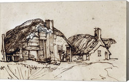 Two Thatched Cottages with Figures at a Window by Rembrandt van Rijn