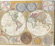 1794 Samuel Dunn Wall Map of the World in Hemispheres