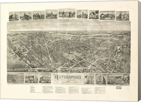 Rutherford, NJ Vintage Map, 1904
