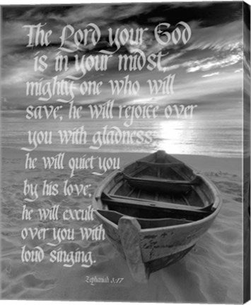 Zephaniah 3:17 The Lord Your God (Beach Black & White) by Inspire Me