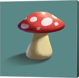 Mushroom on Teal Background Part I by Color Me Happy