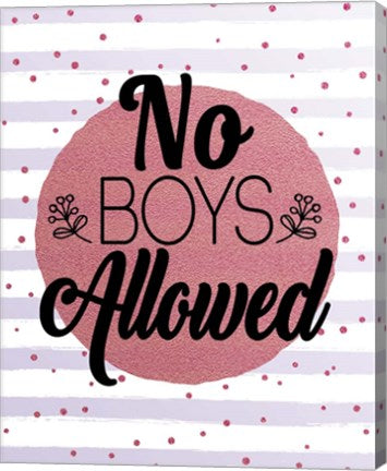 Framed Art No Boys Allowed Stripes and Dots Pink Wall Decor 18x24 Artwork