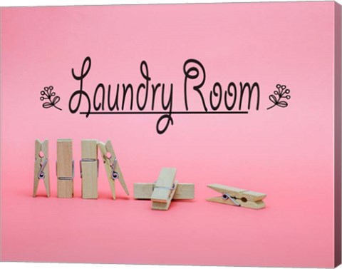 Laundry Room Sign Clothespins Pink Background by Color Me Happy