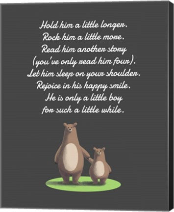 Hold Him A Little Longer Bear And Cub Gray by Color Me Happy