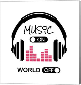 Music On, World Off Headphones White Background by Color Me Happy