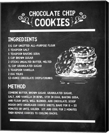 Chocolate Chip Cookies Recipe Chalkboard Background by Color Me Happy