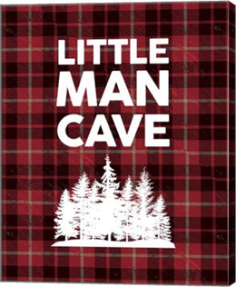 Little Man Cave - Trees Red Plaid Background by Color Me Happy