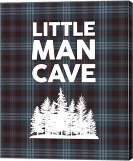 Little Man Cave - Trees Blue Plaid Background by Color Me Happy
