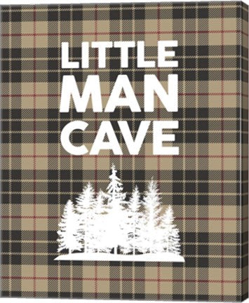 Little Man Cave - Trees Tan Plaid Background by Color Me Happy