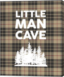 Little Man Cave - Trees Tan Plaid Background by Color Me Happy