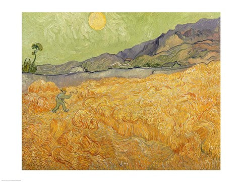 Wheatfield with Reaper, 1889 by Vincent Van Gogh