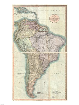 1807 Close up Cary Map of South America