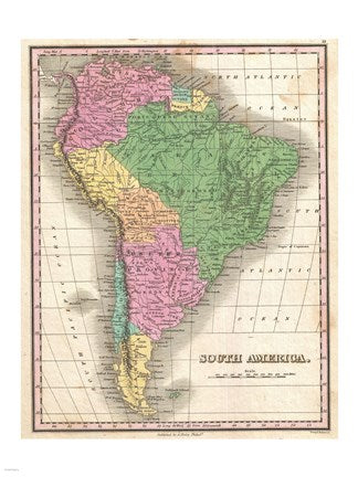 1827 Finley Map of South America