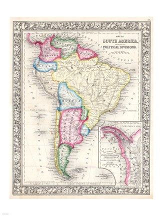 1864 Mitchell Map of South America