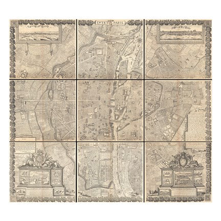 1652 Gomboust 9 Panel Map of Paris, France