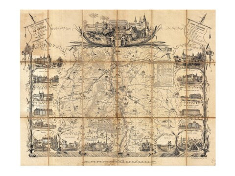 1865 Madeleine Map Pocket Map of Vichy, France