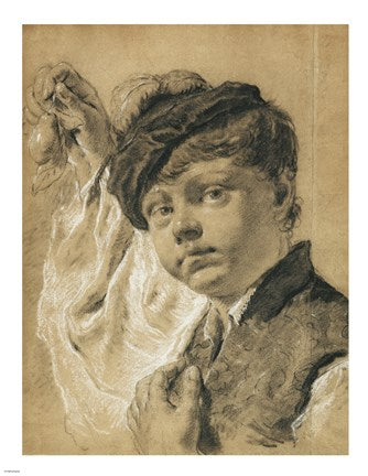 A Boy Holding a Pear by Giovanni battista Piazzetta