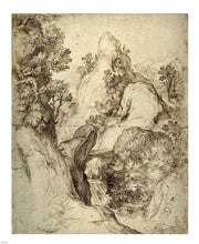 Rocky Landscape with a Waterfall by Girolamo Muziano