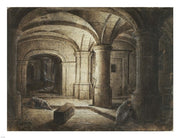 The Crypt of a Church with Two Men Sleeping by Hendrick van Steenwijck the Younger