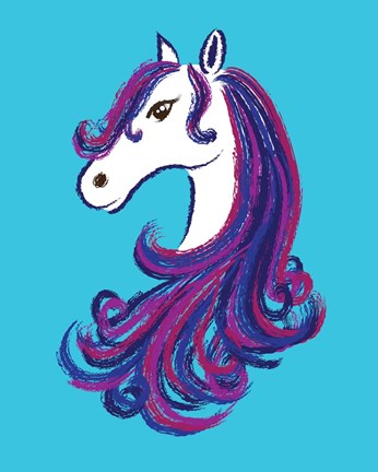Framed Art Horse - Blue by Sports Mania Wall Decor 18x24 Artwork