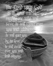 Zephaniah 3:17 The Lord Your God (Beach Black & White) by Inspire Me