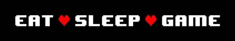 Eat Sleep Game -  Black Panoramic with Pixel Hearts by Color Me Happy