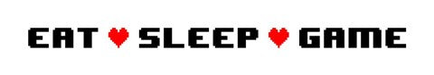Eat Sleep Game -  White Panoramic with Pixel Hearts by Color Me Happy