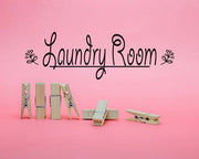 Laundry Room Sign Clothespins Pink Background by Color Me Happy