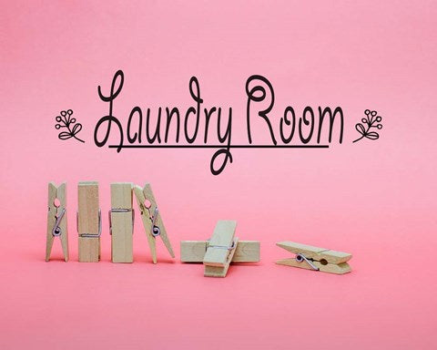 Laundry Room Sign Clothespins Pink Background by Color Me Happy