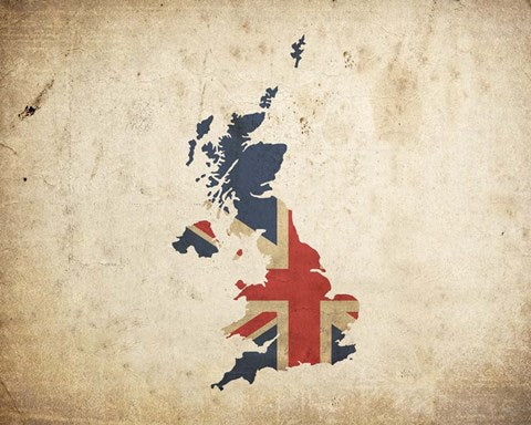 Map with Flag Overlay United Kingdom by Color Me Happy