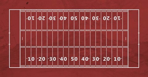 Framed Art Frame Art American Football Field Red by Sports Mania Wall Decor 18x24 Artwork